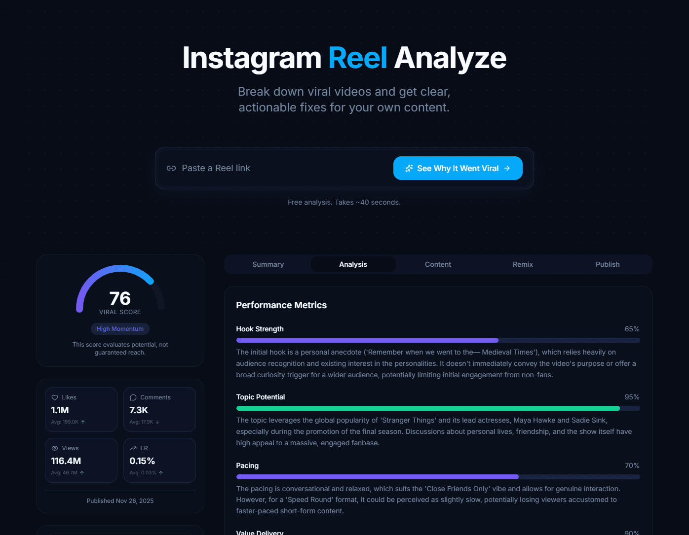 Instagram Reel Analyzer